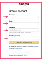 Creating Amazon affiliate account form
