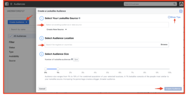 Creating Lookalike Audience in Facebook Ads Manager