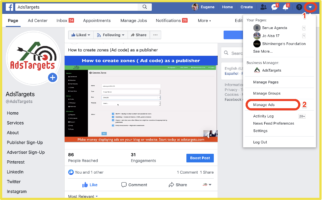 Facebook Ads manager
