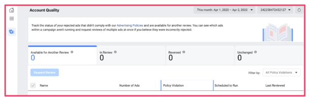 Facebook ads account quality