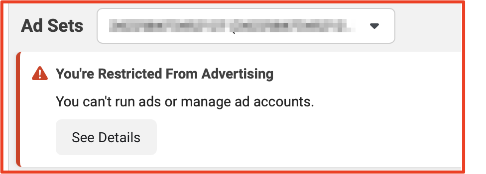 Facebook ad account restricted