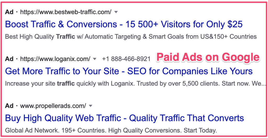 Paid search marketing example
