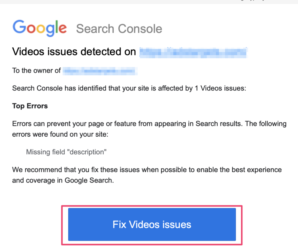 Email alert from Search console