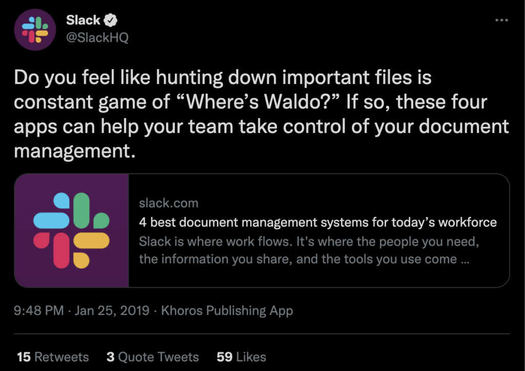 Twitter ad example Slack