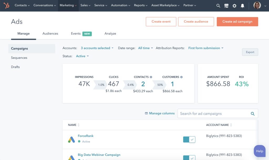 HubSpot Ads Tracking Software