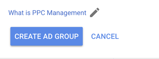  Create Ad Group button