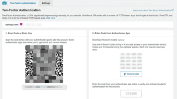 Autenticação de dois fatores do plug-in de tema WordFence WordPress
