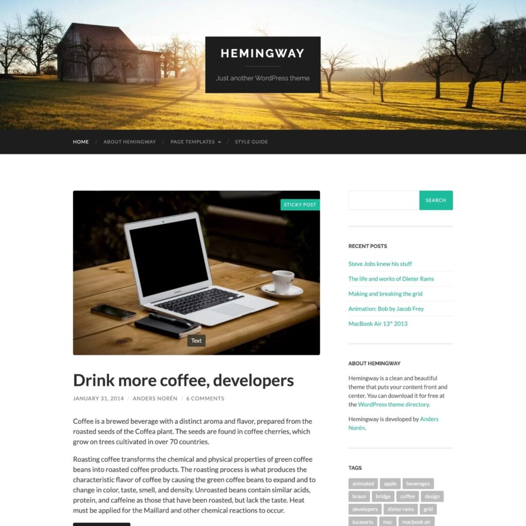 Hemingway WordPress Theme