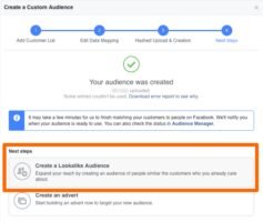 create Facebook lookalike audience