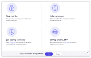 Signup Landing Page Example - Lyft