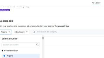 country category in Facebook ad library