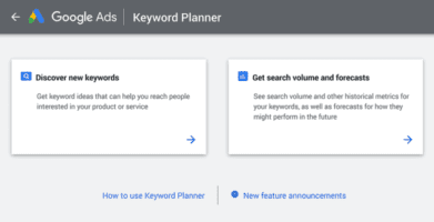 Choose the "Find new keywords" option and enter a word or website related to your business.