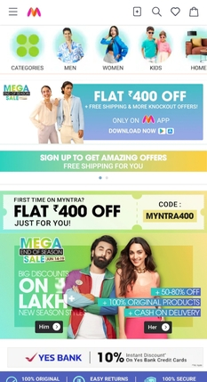 Myntra’s Website